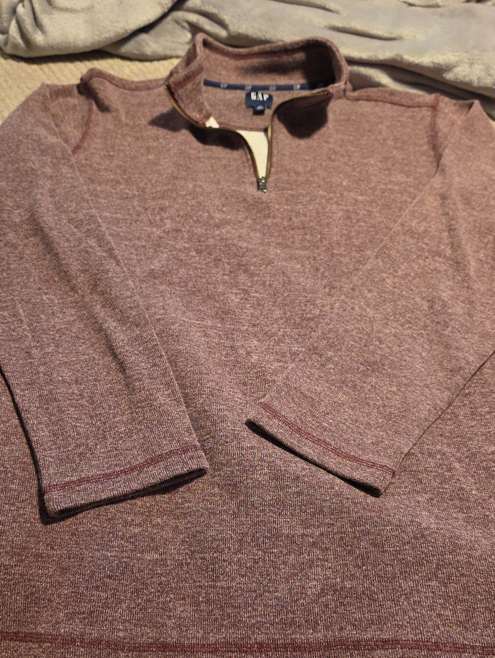 GAP Men's Zip-Neck Sweater — Dusty Rose Heather